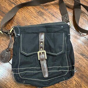 Fossil Crossbody Purse - cloth wiht leather trim